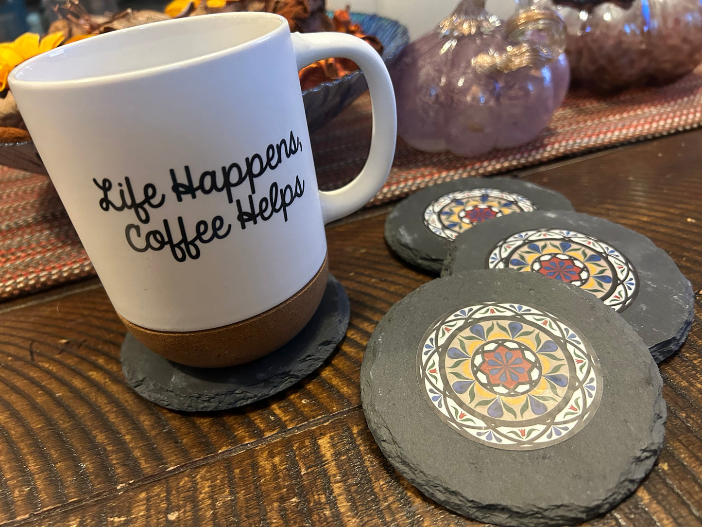 4” Slate coasters “Classic Hex”