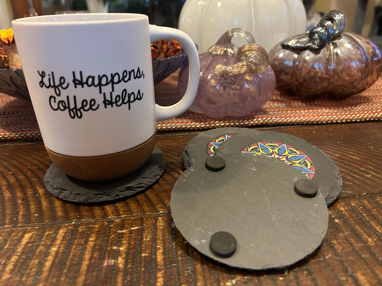 4” Slate coasters - “Geo Hex”