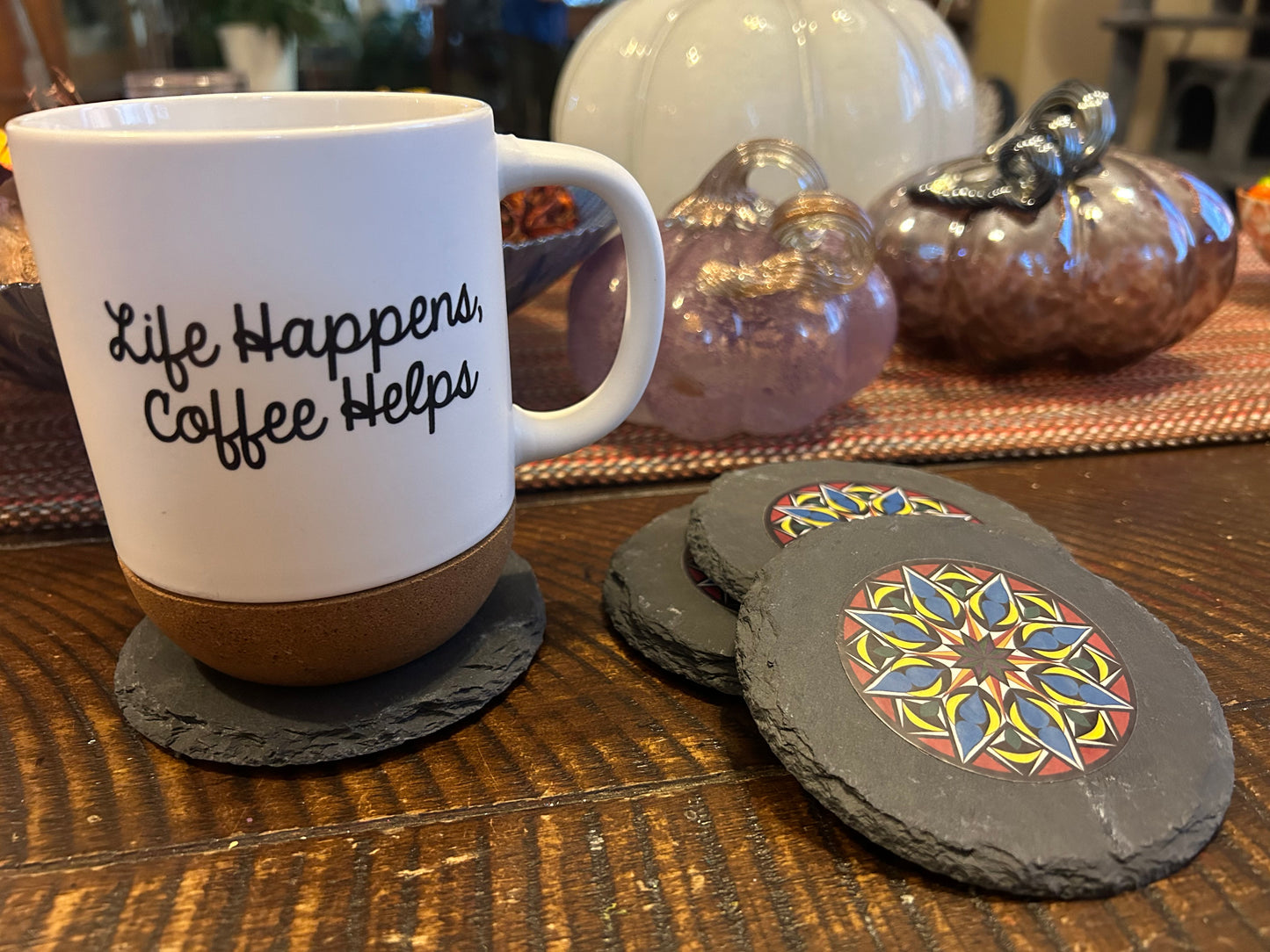 4” Slate coasters - “Geo Hex”