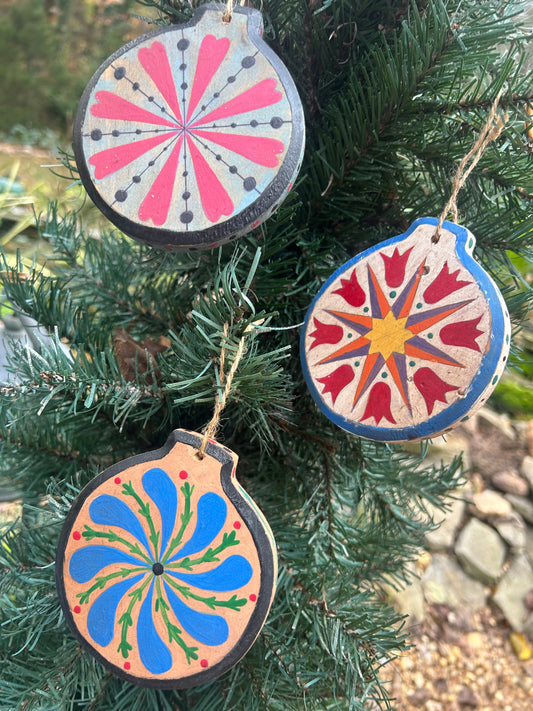 Set of 3 Handpainted Christmas Ornaments